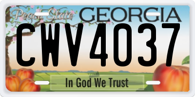 GA license plate CWV4037