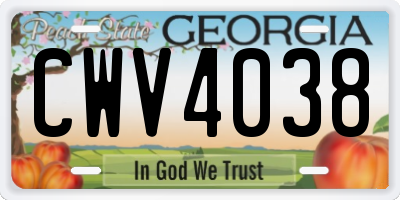 GA license plate CWV4038