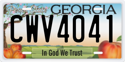 GA license plate CWV4041