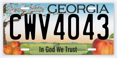 GA license plate CWV4043