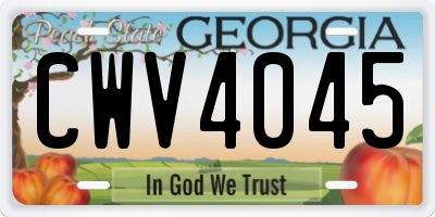 GA license plate CWV4045