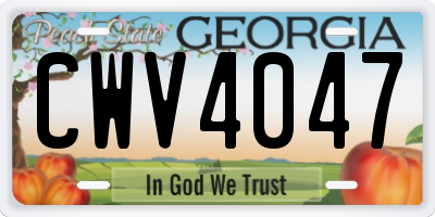 GA license plate CWV4047