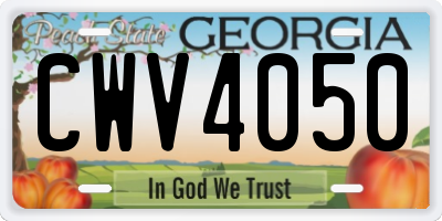 GA license plate CWV4050
