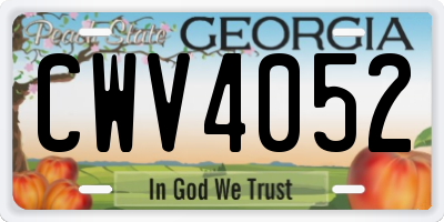 GA license plate CWV4052