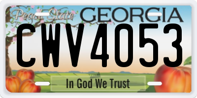 GA license plate CWV4053