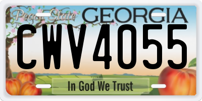 GA license plate CWV4055