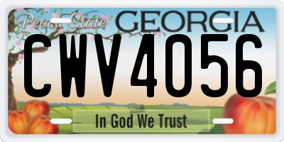 GA license plate CWV4056