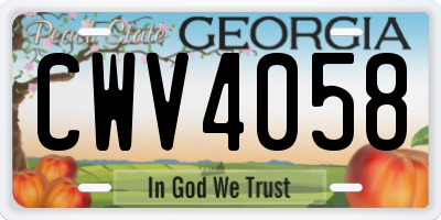 GA license plate CWV4058