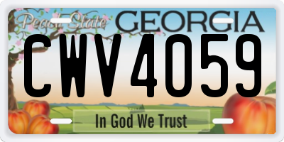 GA license plate CWV4059
