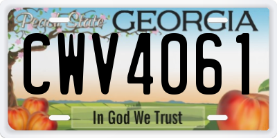 GA license plate CWV4061