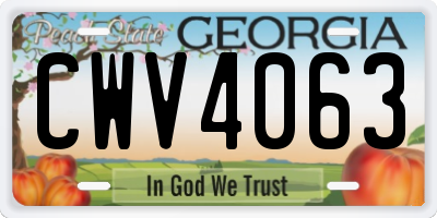 GA license plate CWV4063