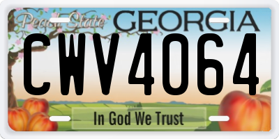 GA license plate CWV4064