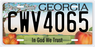 GA license plate CWV4065