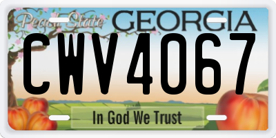 GA license plate CWV4067