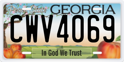GA license plate CWV4069
