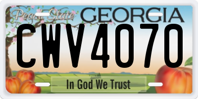 GA license plate CWV4070