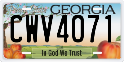 GA license plate CWV4071