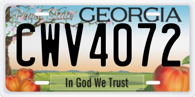 GA license plate CWV4072