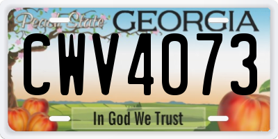 GA license plate CWV4073