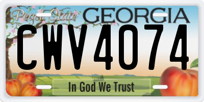 GA license plate CWV4074