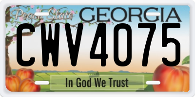 GA license plate CWV4075