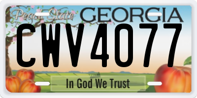 GA license plate CWV4077