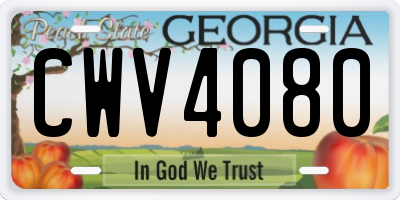 GA license plate CWV4080