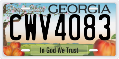 GA license plate CWV4083