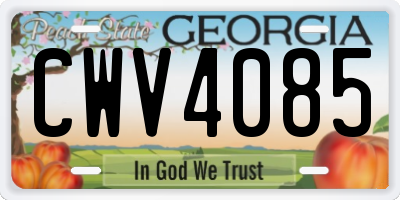 GA license plate CWV4085