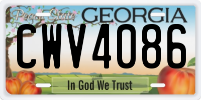 GA license plate CWV4086