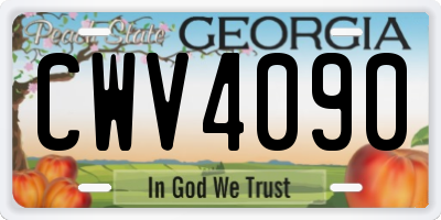 GA license plate CWV4090