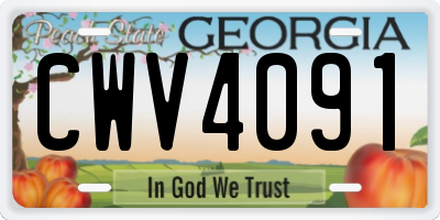 GA license plate CWV4091