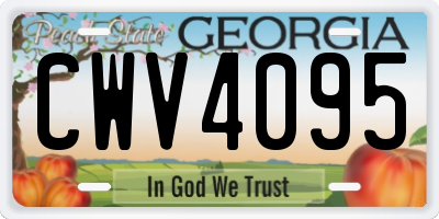 GA license plate CWV4095