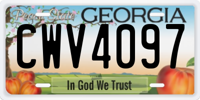 GA license plate CWV4097