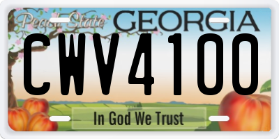 GA license plate CWV4100