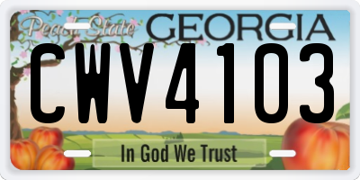 GA license plate CWV4103