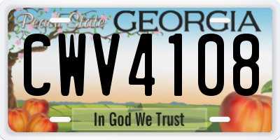 GA license plate CWV4108