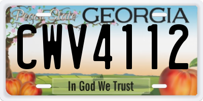 GA license plate CWV4112