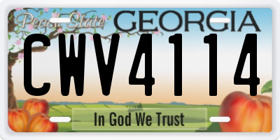 GA license plate CWV4114