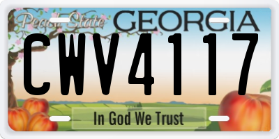GA license plate CWV4117