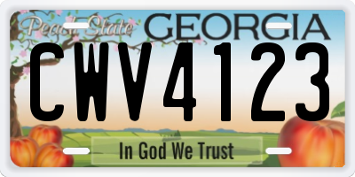 GA license plate CWV4123