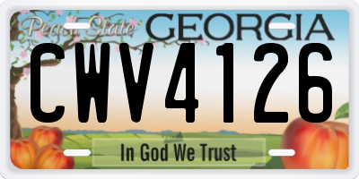 GA license plate CWV4126