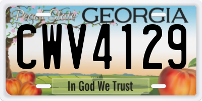 GA license plate CWV4129