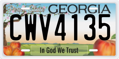 GA license plate CWV4135