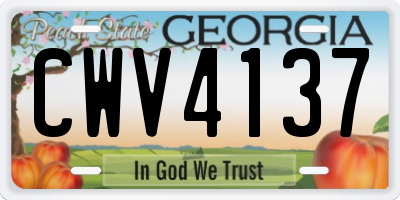GA license plate CWV4137