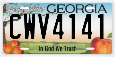GA license plate CWV4141