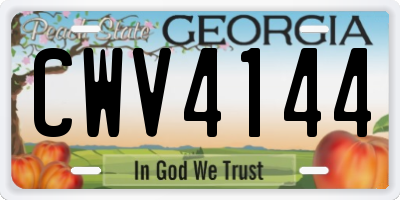 GA license plate CWV4144