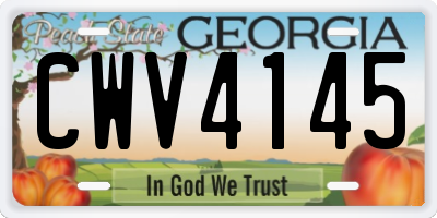 GA license plate CWV4145