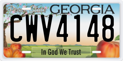 GA license plate CWV4148