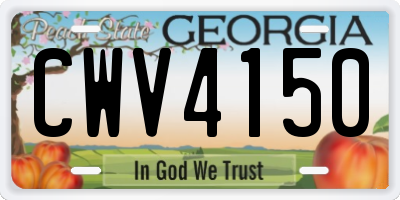 GA license plate CWV4150